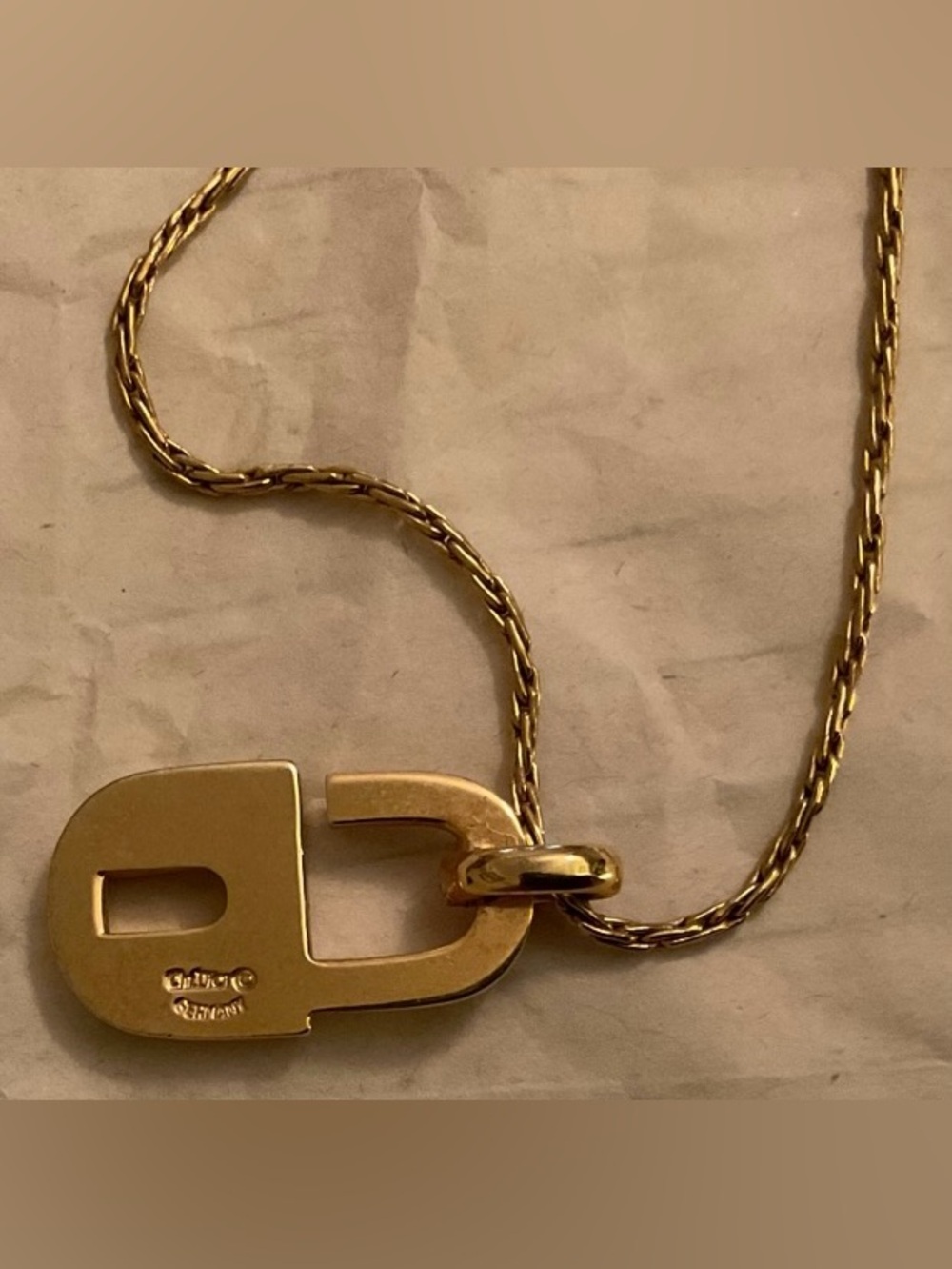 Christian Dior Vintage Germany Crystal Padlock Necklace Gold Tone Rare Designer - Picture 3 of 5